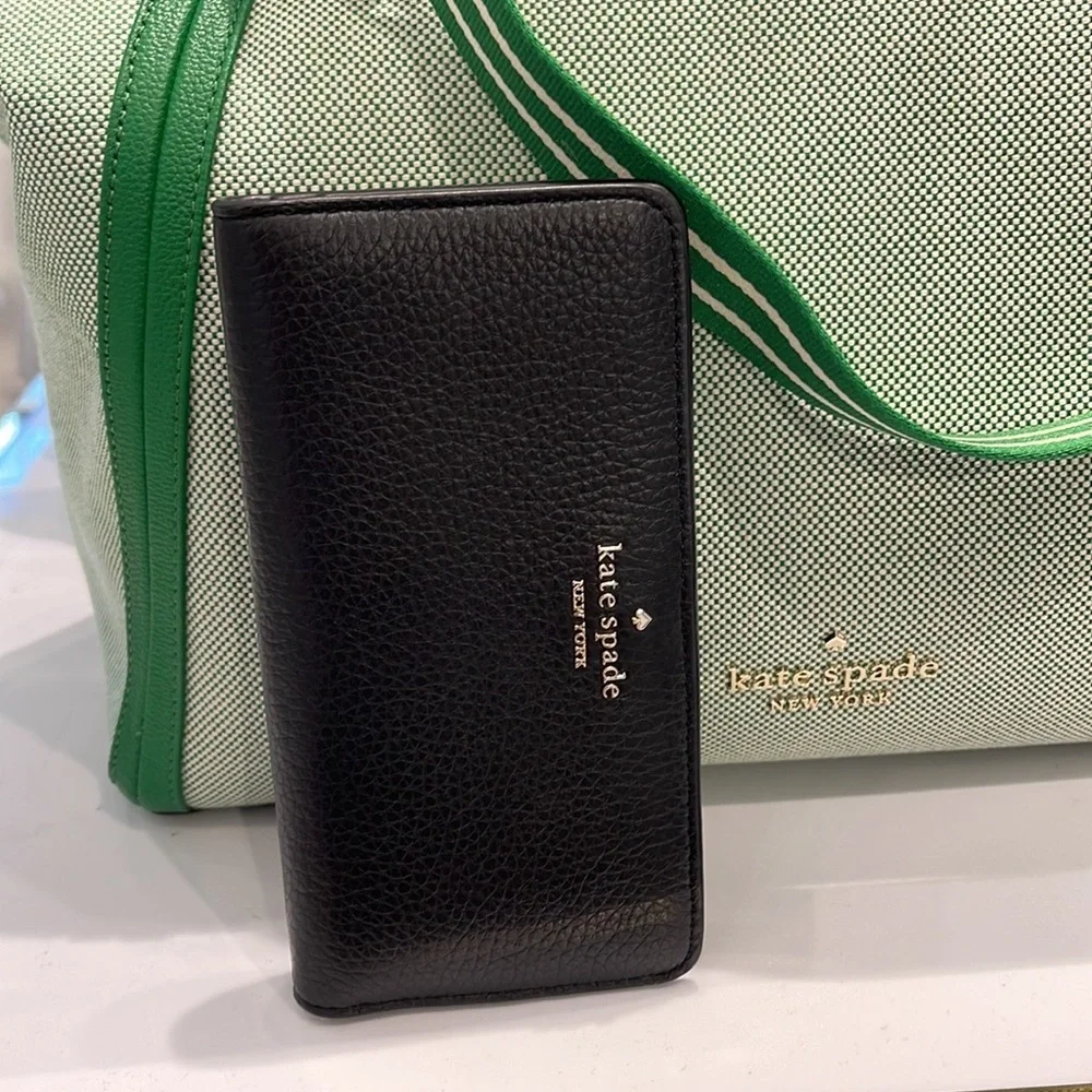 Kate Spade Dumpling Large Slim Bifold Wallet COLOR: Black